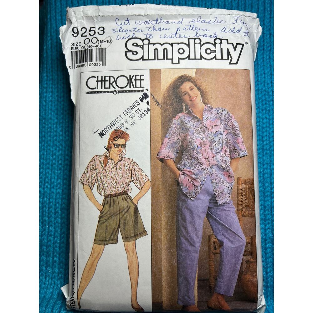 Simplicity Sewing pattern 9253 button down shirt shorts pants size 12-18